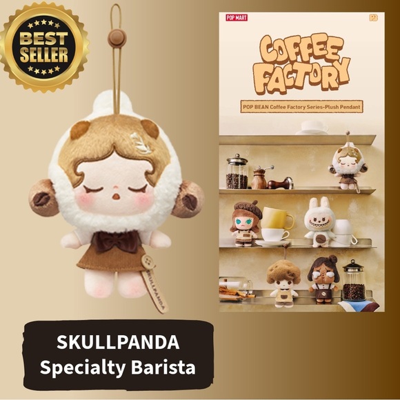 Authentic NIB POP BEAN Skullpanda Specialty Barista Plush Pendant - Picture 2 of 10